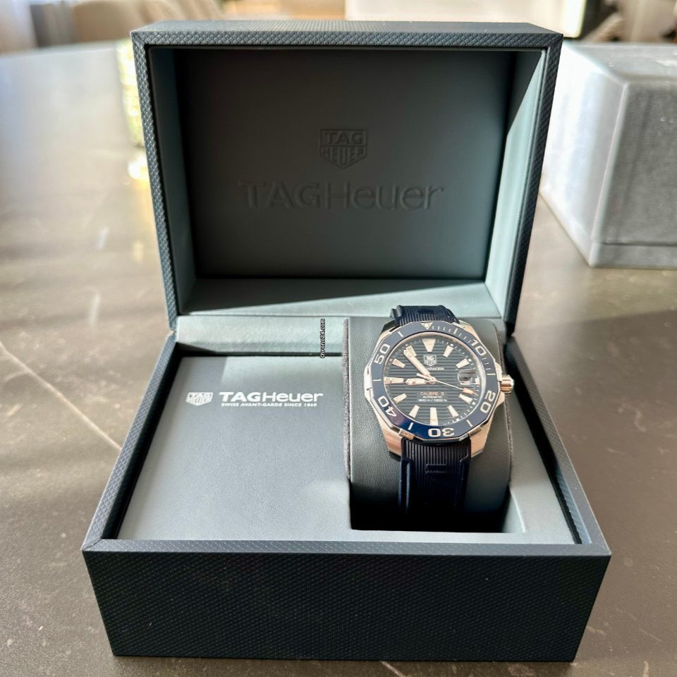 Tag Heuer Aquaracer Calibre 5 Blue Dial Blue Silicone Strap Watch for Men - WAY211C.FT6155 Buy Now By Tag Heuer