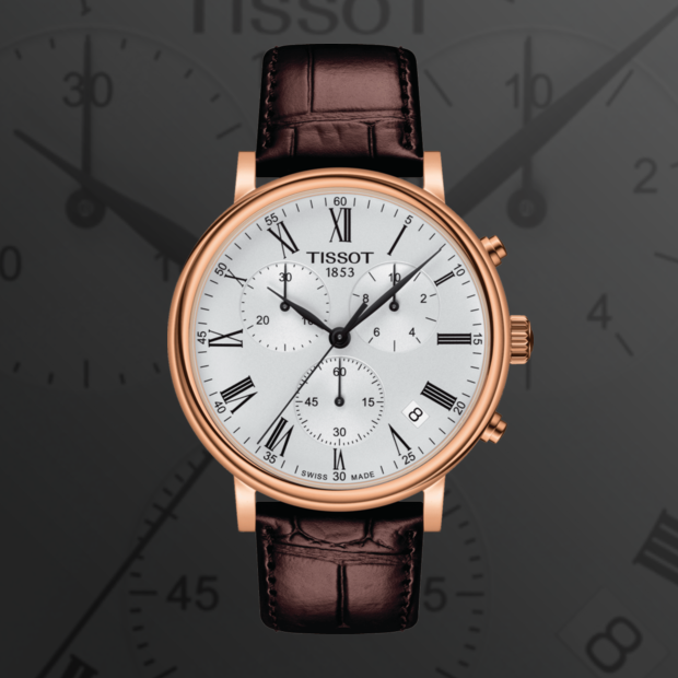 Tissot Carson Premium Chronograph Silver Dial Brown Leather Strap Watch For Men - T122.417.36.033.00 Buy Now By Tissot