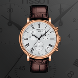 Tissot Carson Premium Chronograph Silver Dial Brown Leather Strap Watch For Men - T122.417.36.033.00 Buy Now By Tissot