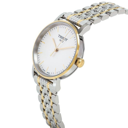 Tissot T Classic Everytime Small White Dial Two Tone Mesh Bracelet Watch For Women - T109.210.22.031.00 Buy Now By Tissot