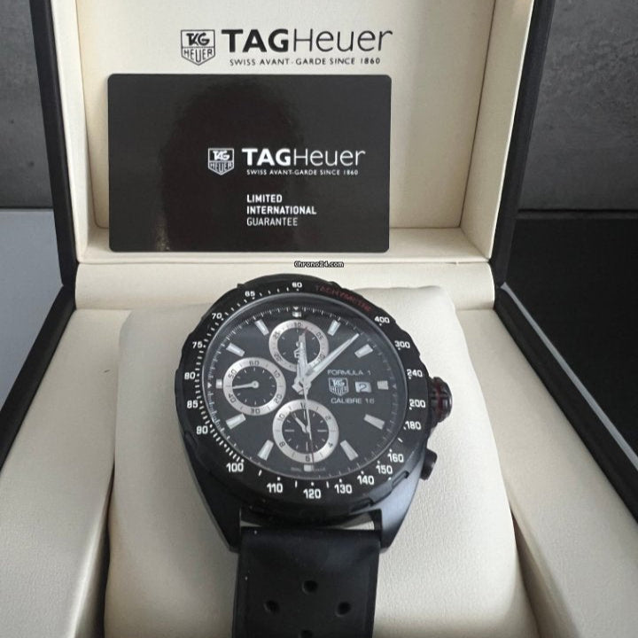 Tag Heuer Formula 1 Automatic Chronograph Black Dial Black Leather Strap Watch for Men - CAZ2011.FT8024 Buy Now By Tag Heuer