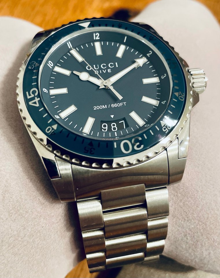 Gucci Dive Analog Blue Dial Silver Steel Strap Watch For Men - YA136203 Buy Now By Gucci