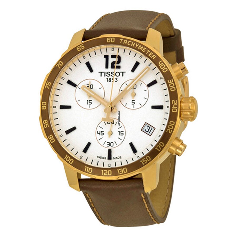Tissot Quickster Chronograph White Dial Brown Leather Strap Watch For Men - T095.417.36.037.02 Buy Now By Tissot