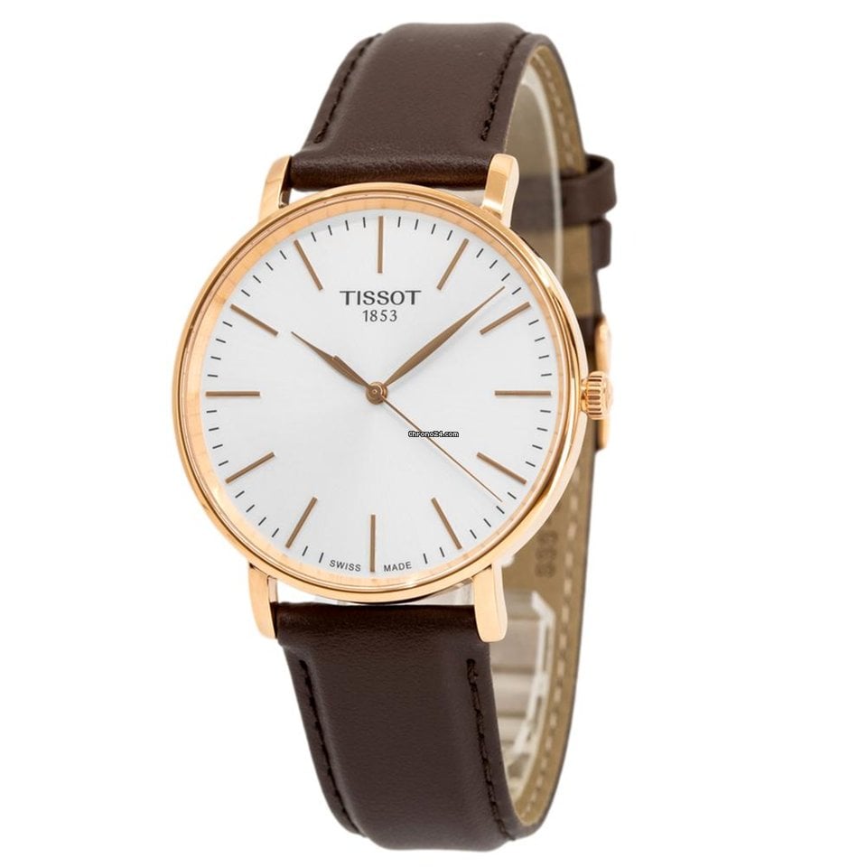 Tissot Everytime Gent Silver Dial Brown Leather Strap Watch for Men - T143.410.36.011.00 Buy Now By Tissot