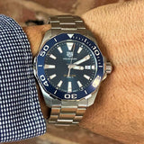 Tag Heuer Aquaracer Blue Dial Quartz Silver Steel Strap Watch for Men - WAY111C.BA0928 Buy Now By Tag Heuer