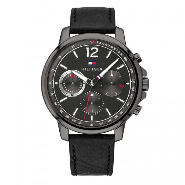 Tommy Hilfiger London Chronograph Grey Dial Black Leather Strap Watch for Men - 1791533 Buy Now By Tommy Hilfiger