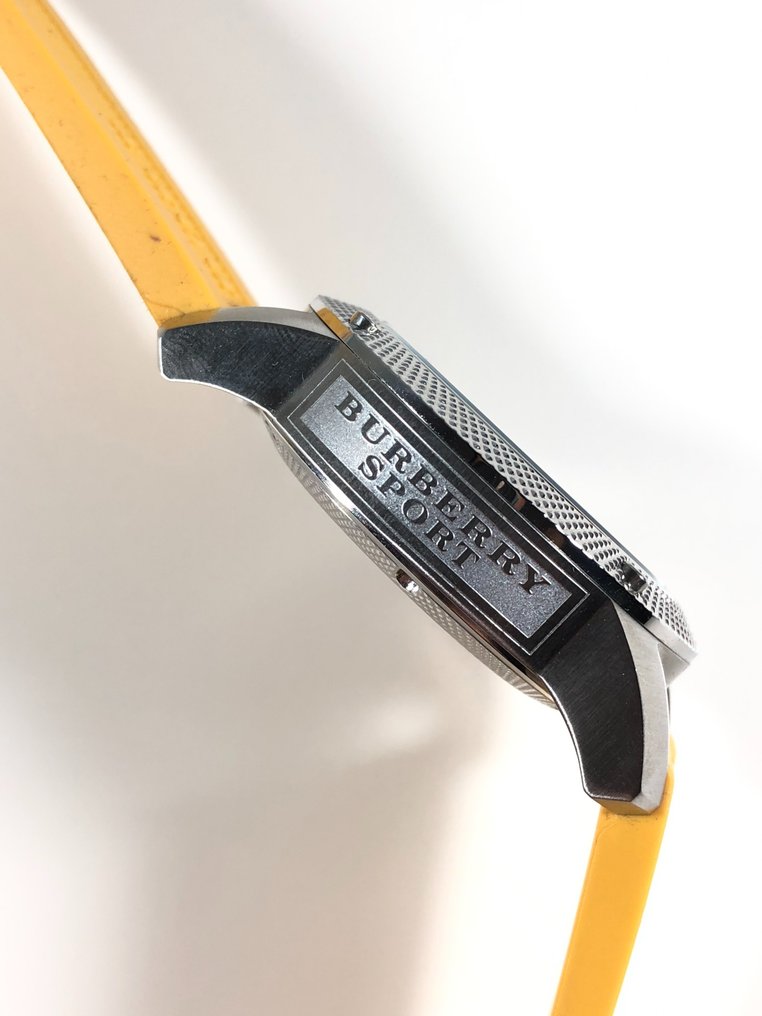 Burberry Sport Chronograph Grey Dial Yellow Rubber Strap Watch for Men - BU7712 Buy Now By Burberry