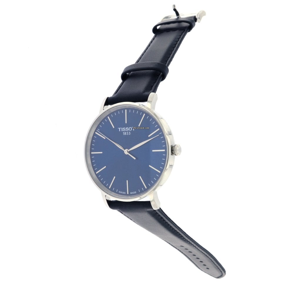 Tissot Everytime Gent Blue Dial Black Leather Strap Watch for Men - T143.410.16.041.00 Buy Now By Tissot