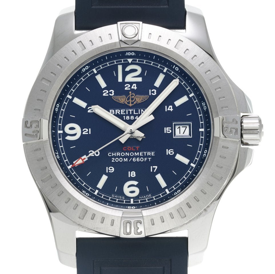 Breitling Colt Automatic 44mm Blue Dial Rubber Strap Mens Watch - A1738811-C906-157S Buy Now By Breitling