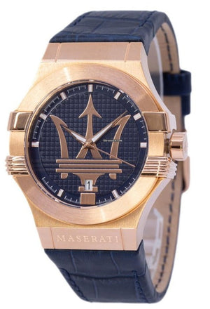 Maserati Potenza 42mm Rose Gold & Blue Dial Blue Leather Strap Watch For Men - R8851108027 Buy Now By Maserati