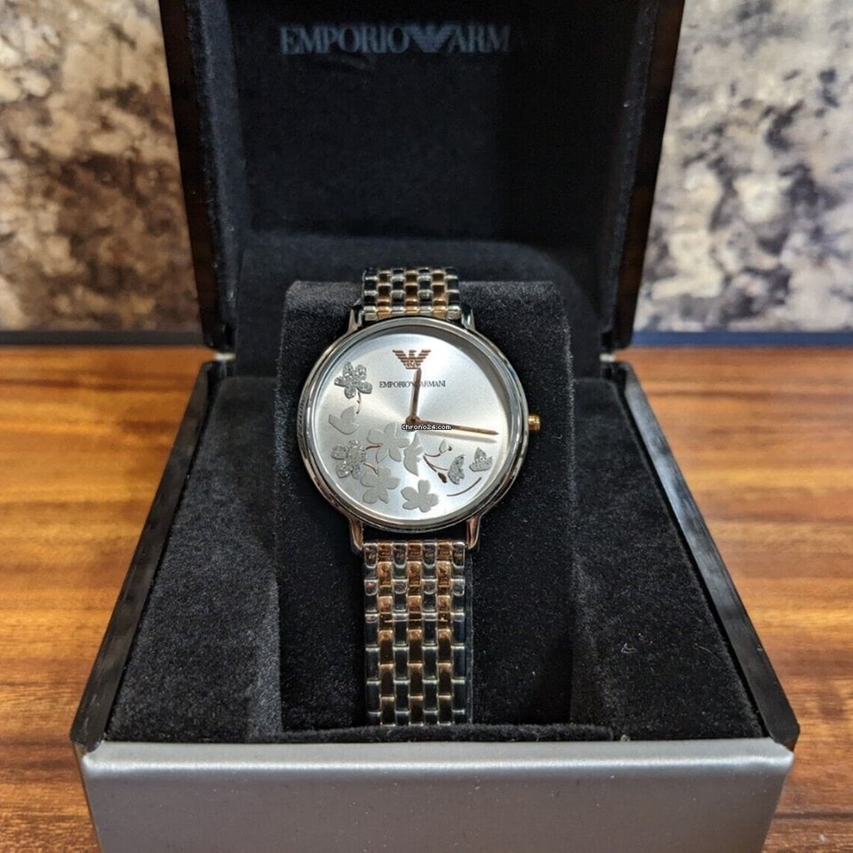 Emporio Armani Silver Sunray Dial Two Tone Steel Strap Watch For Women - AR11113 Buy Now By Emporio Armani