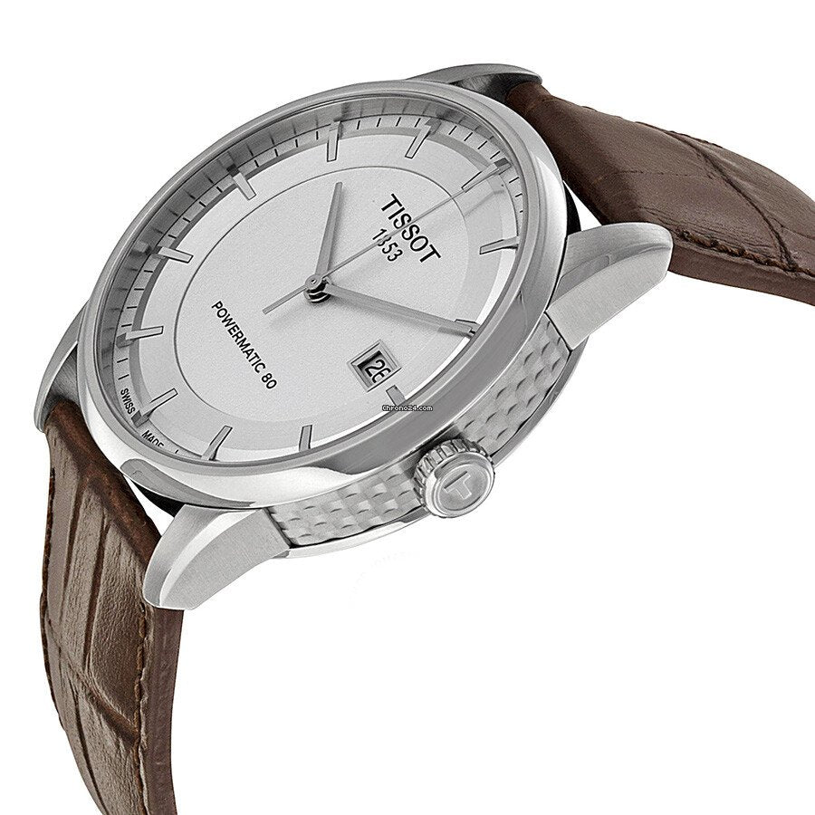 Tissot Luxury Powermatic 80 Silver Dial Brown Leather Strap Watch For Men - T086.407.16.031.00 Buy Now By Tissot