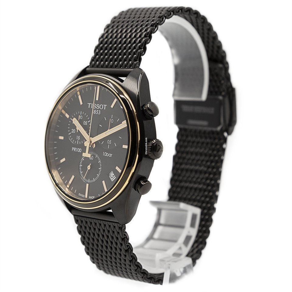 Tissot T Classic PR 100 Chronograph Anthracite Black Dial Black Mesh Bracelet Watch For Men - T101.417.23.061.00 Buy Now By Tissot