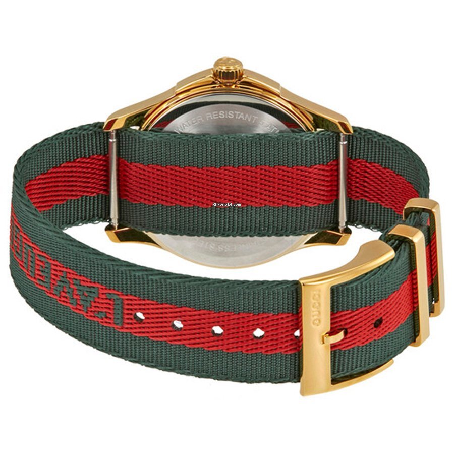 Gucci Le Marche des Merveilles Green & Red Dial Green & Red NATO Strap Unisex Watch - YA126487 Buy Now By Gucci