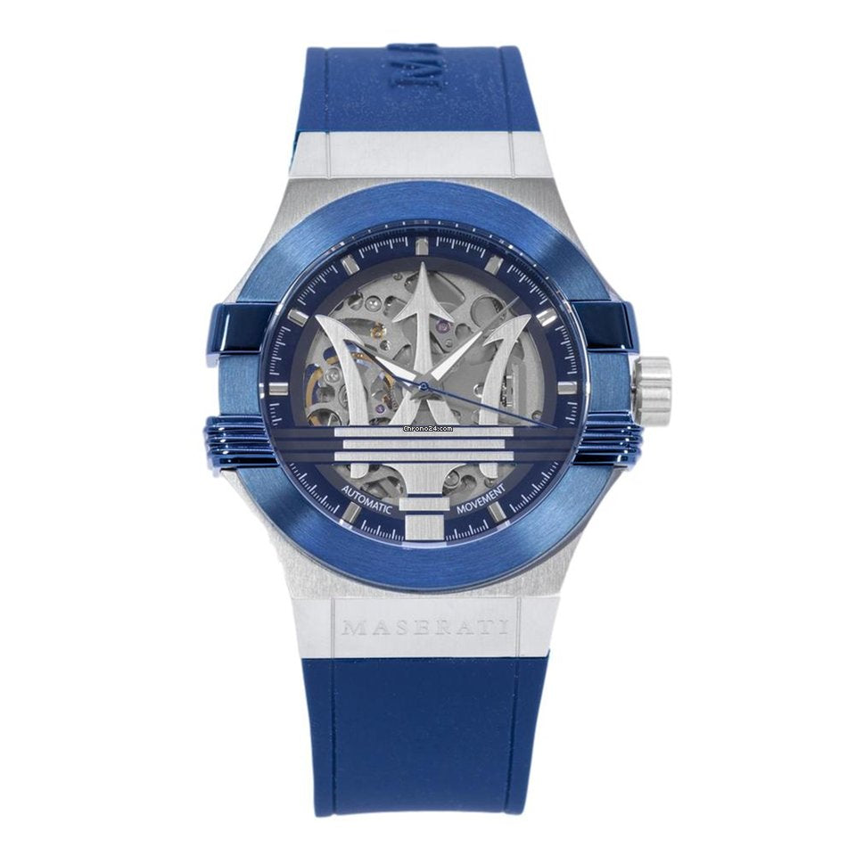 Maserati Potenza Skeleton Dial Quartz Blue Silicon Watch For Men - R8821108028 Buy Now By Maserati