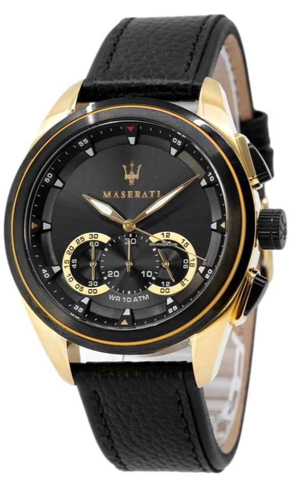Maserati Traguardo Chronograph Black Dial Black Leather Strap Watch For Men - R8871612033 Buy Now By Maserati