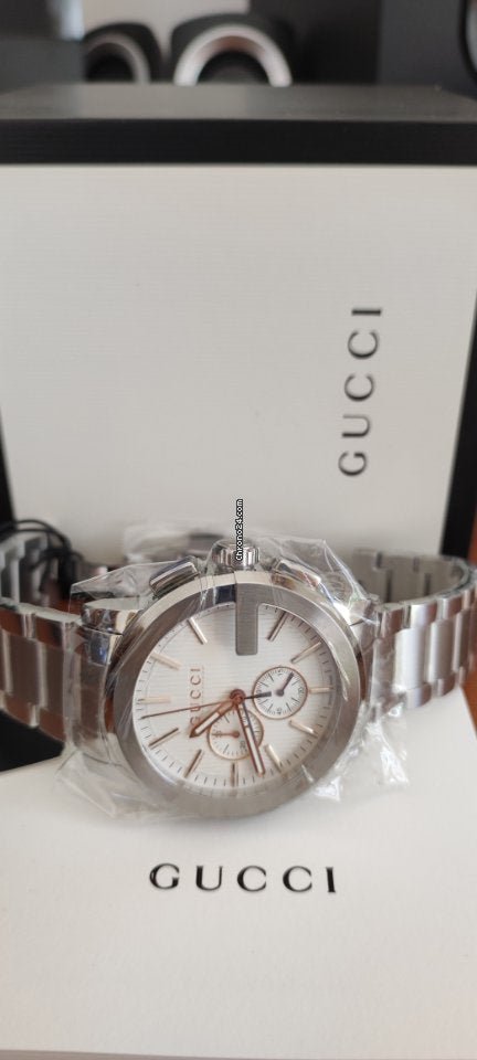 Gucci G Chrono Chronograph Silver Dial Silver Steel Strap Watch For Men - YA101201 Buy Now By Gucci