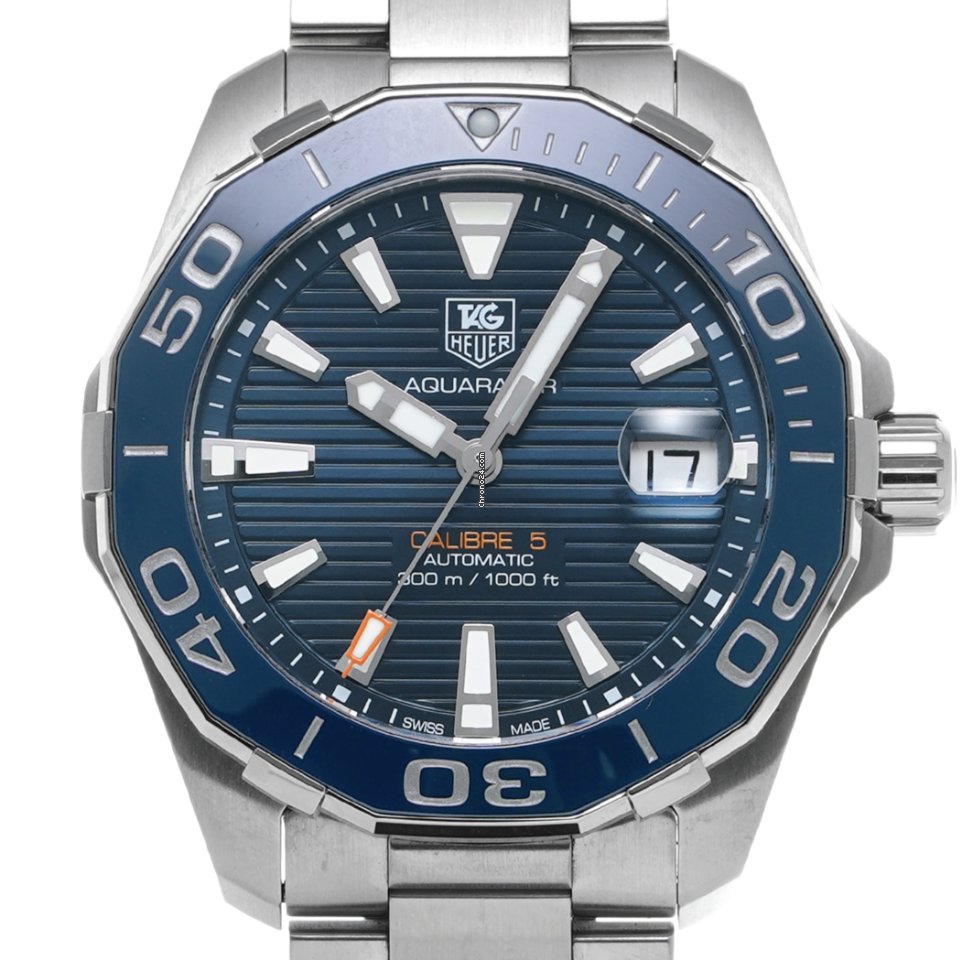 Tag Heuer Aquaracer Calibre 5 Blue Dial Silver Steel Strap Watch for Men - WAY211C.BA0928 Buy Now By Tag Heuer