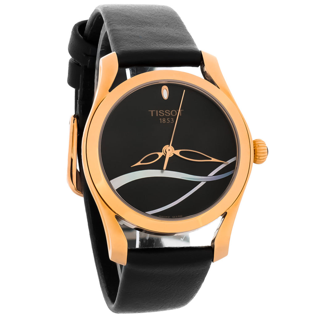 Tissot T Wave Black Dial Black Leather Strap Watch For Women - T112.210.36.051.00 Buy Now By Tissot