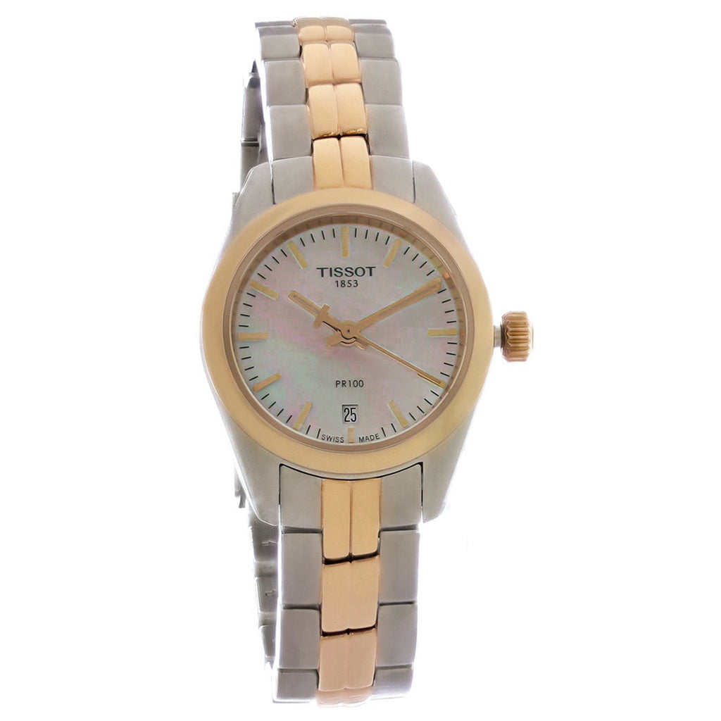 Tissot T Classic PR100 Mother of Pearl Dial Two Tone Steel Strap Watch for Women - T101.010.22.111.01 Buy Now By Tissot