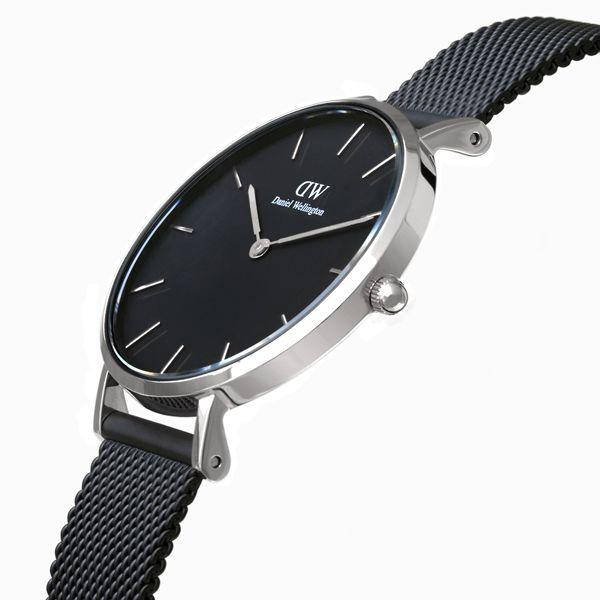 Daniel Wellington Petite Ashfield Black Dial Black Mesh Strap Watch For Women - DW00100308 Buy Now By Daniel Wellington