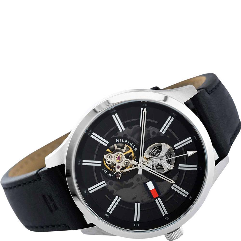 Tommy Hilfiger Spencer Skeleton Black Dial Black Leather Strap Watch for Men - 1791641 Buy Now By Tommy Hilfiger
