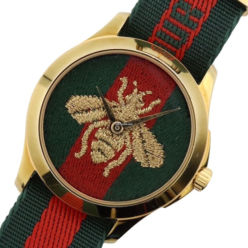 Gucci Le Marche des Merveilles Green & Red Dial Green & Red NATO Strap Unisex Watch - YA126487 Buy Now By Gucci