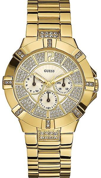 Guess Vista Diamonds Gold Dial Gold Steel Strap Watch for Women - W13573L1 Buy Now By Guess