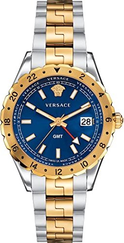 Versace Hellenyium GMT Blue Dial Two Tone Steel Strap Watch for Men - V11060017 Buy Now By Versace