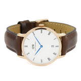 Daniel Wellington Dapper Bristol White Dial Brown Leather Strap Watch For Women - DW00100094 Buy Now By Daniel Wellington