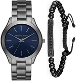 Michael Kors Slim Runway Blue Dial Grey Steel Strap Watch For Men - MK8584 Buy Now By Michael Kors