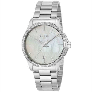 Gucci G Timeless Mother of Pearl White Dial Silver Steel Strap Watch For Women - YA126444 Buy Now By Gucci