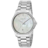 Gucci G Timeless Mother of Pearl White Dial Silver Steel Strap Watch For Women - YA126444 Buy Now By Gucci