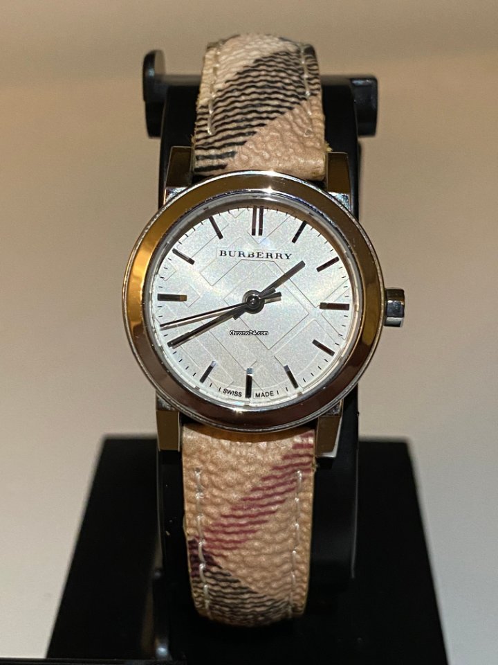 Burberry The City Gold Dial Haymarket Brown Leather Strap Watch for Women - BU9219 Buy Now By Burberry