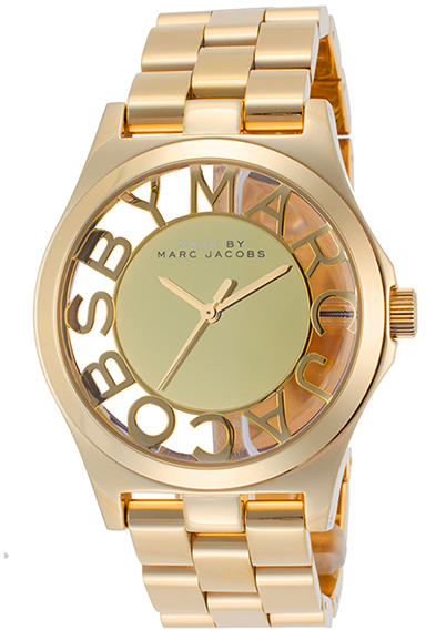 Marc Jacobs Henry Transparent Gold Dial Gold Steel Strap Watch for Women - MBM3206 Buy Now By Marc Jacobs