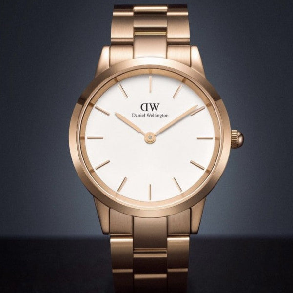 Daniel Wellington Iconic Link White Dial Rose Gold Steel Strap Watch For Women - DW00100209 Buy Now By Daniel Wellington