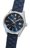 Tag Heuer Carrera Quartz Diamonds Blue Dial Blue Leather Strap Watch for Women - WAR1114.FC6391 Buy Now By Tag Heuer
