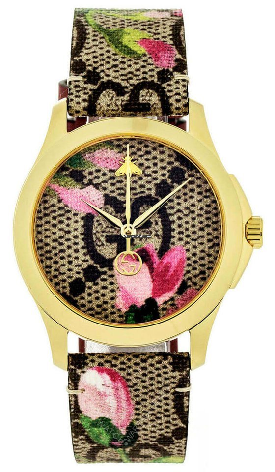 Gucci G Timeless Floral Brown Dial Brown Leather Strap Watch For Women - YA1264038 Buy Now By Gucci