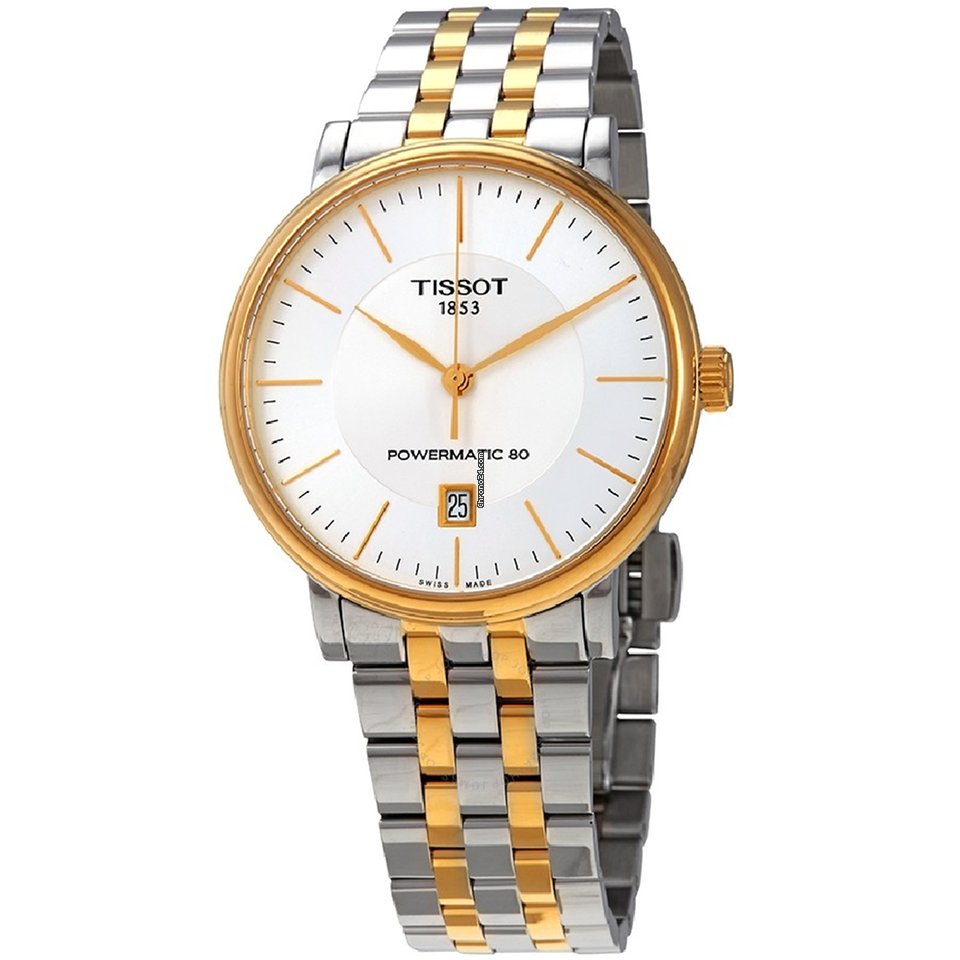 Tissot Carson Premium Powermatic 80 White Dial Two Tone Steel Strap Watch For Men - T122.407.22.031.00 Buy Now By Tissot