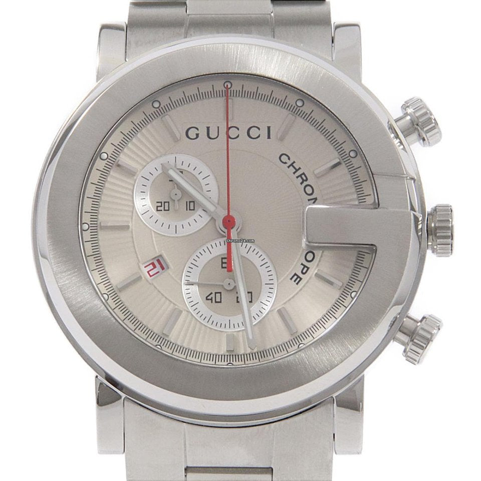 Gucci G Chrono Chronograph White Dial Silver Steel Strap Watch For Men - YA101339 Buy Now By Gucci