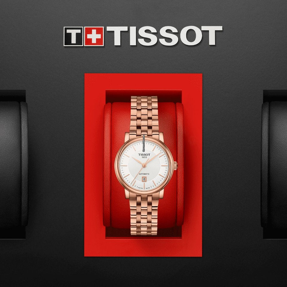 Tissot T Classic Carson Premium White Dial Rose Gold Steel Strap Watch for Women - T122.207.33.031.00 Buy Now By Tissot