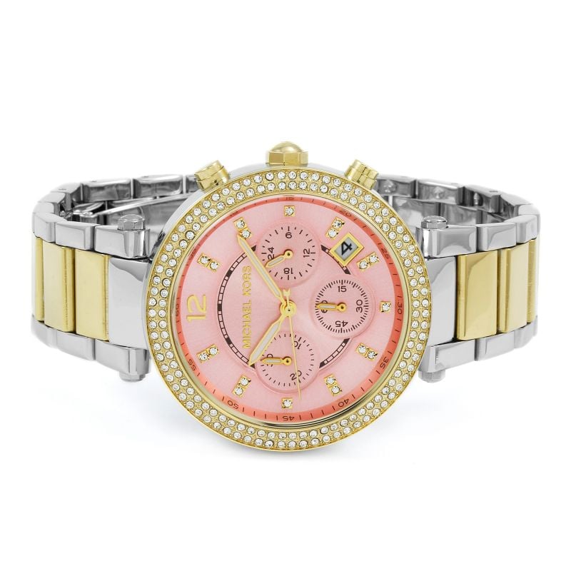 Michael Kors Parker Pink Dial Two Tone Steel Strap Watch for Women - MK6140 Buy Now By Michael Kors