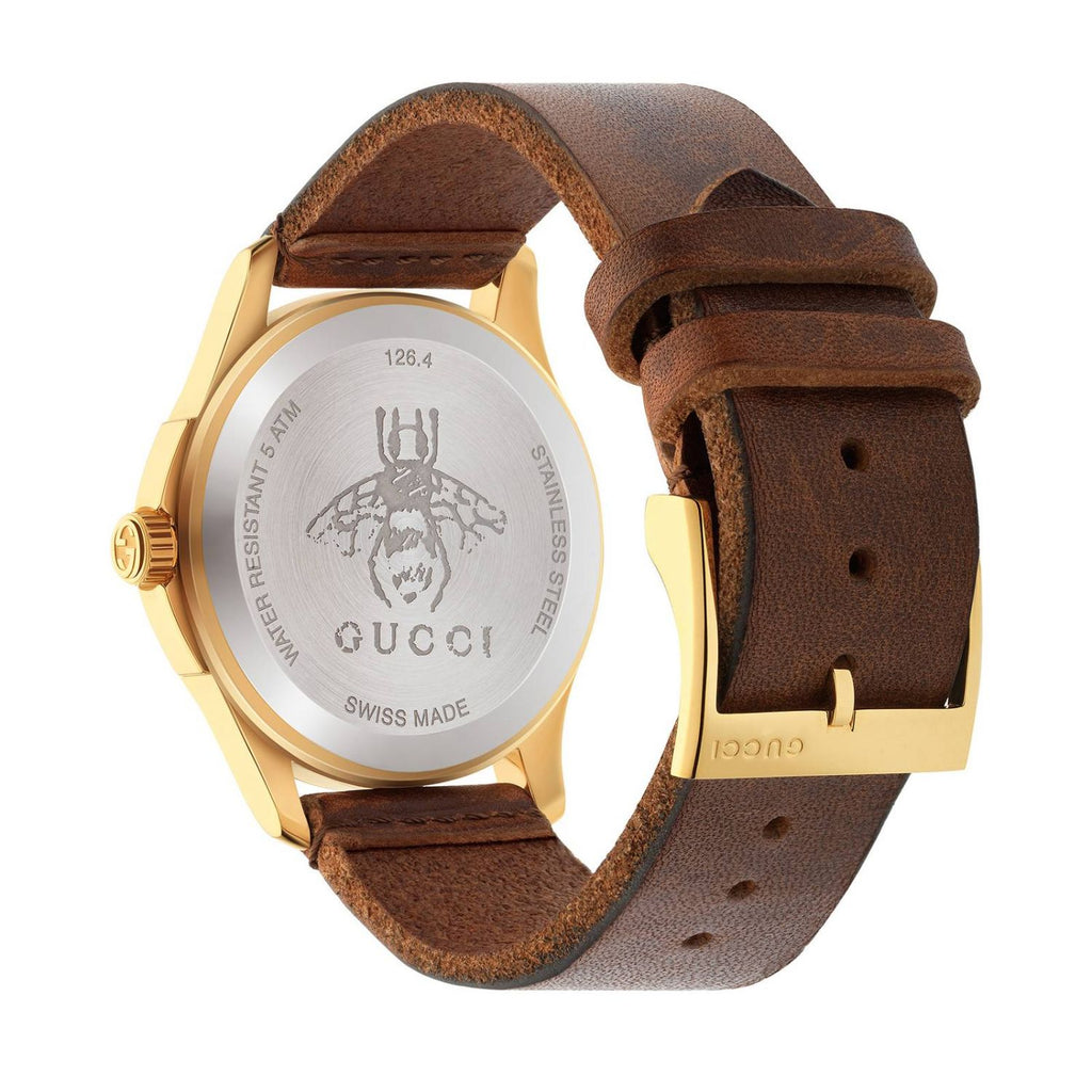 Gucci Le Marche Des Merveilles Red & Green Dial Brown Leather Strap Unisex Watch - YA126497 Buy Now By Gucci
