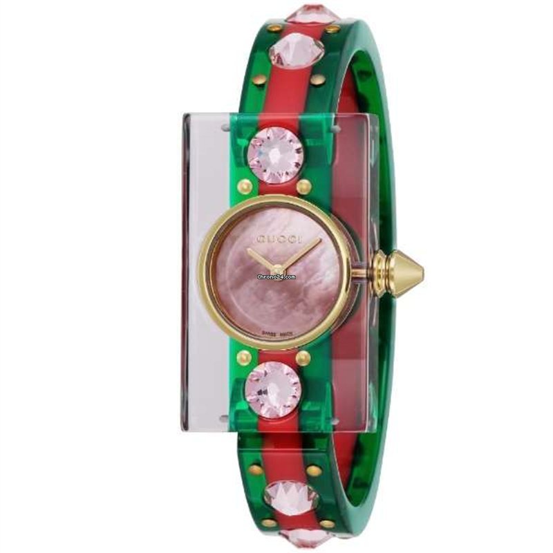 Gucci Vintage Web Pink Mother of Pearl Dial Two Tone Plastic Strap Watch For Women - YA143525 Buy Now By Gucci