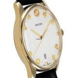Gucci G-Timeless Mother of Pearl Dial Black Leather Strap Watch For Women - YA126589 Buy Now By Gucci