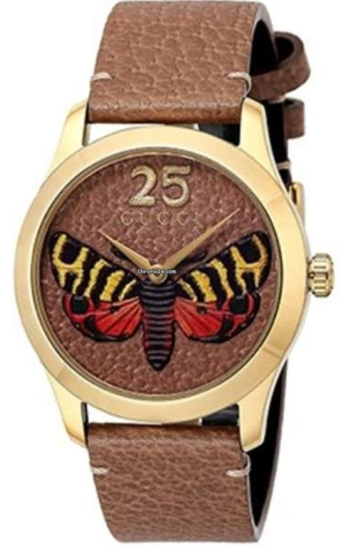 Gucci G Timeless Butterfly Brown Dial Brown Leather Strap Watch For Women - YA1264063 Buy Now By Gucci