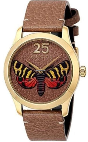 Gucci G Timeless Butterfly Brown Dial Brown Leather Strap Watch For Women - YA1264063 Buy Now By Gucci