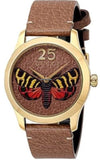 Gucci G Timeless Butterfly Brown Dial Brown Leather Strap Watch For Women - YA1264063 Buy Now By Gucci