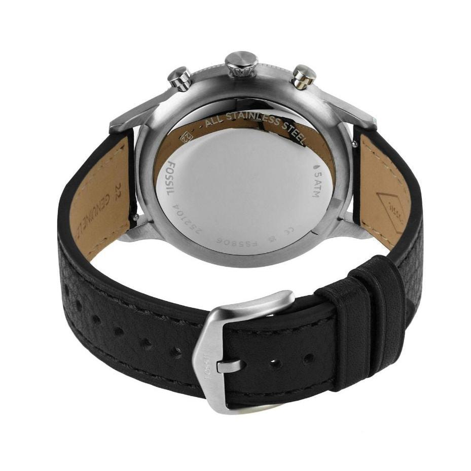 Fossil Retro Pilot Chronograph Black Dial Black Leather Strap Watch for Men - FS5806 Buy Now By Fossil