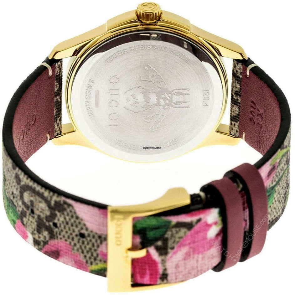 Gucci G Timeless Floral Brown Dial Brown Leather Strap Watch For Women - YA1264038 Buy Now By Gucci